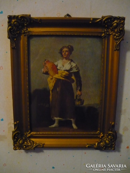 Old print in blonde frame, 25x31cm
