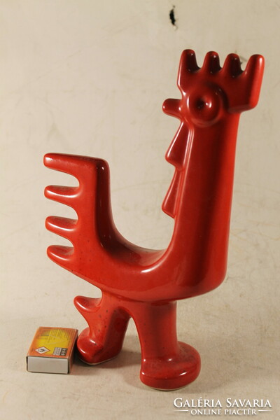 Art deco signed glazed ceramic rooster 610