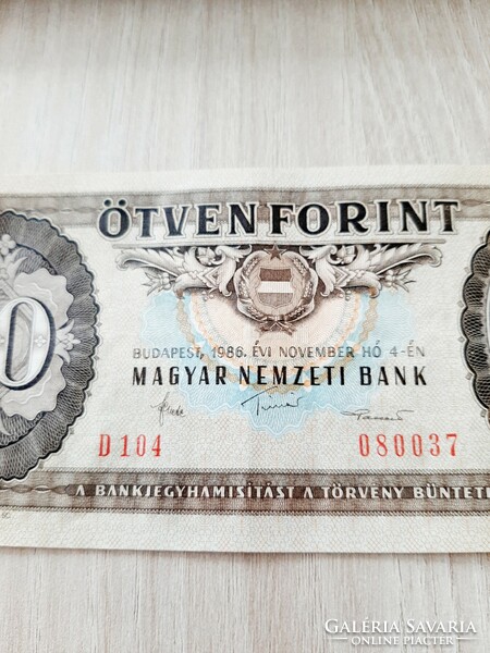 50 forint 1986  ropogós bankjegy