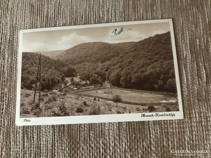 Pécs Mecsek-Komlóvölgy régi fekte-fehér képeslapon. Bélyeggel. 1936.