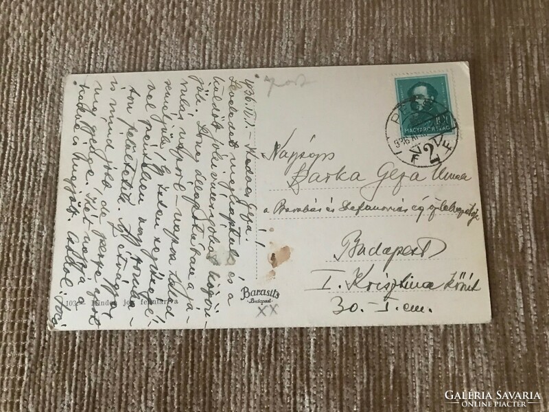 Pécs Mecsek-Komlóvölgy régi fekte-fehér képeslapon. Bélyeggel. 1936.