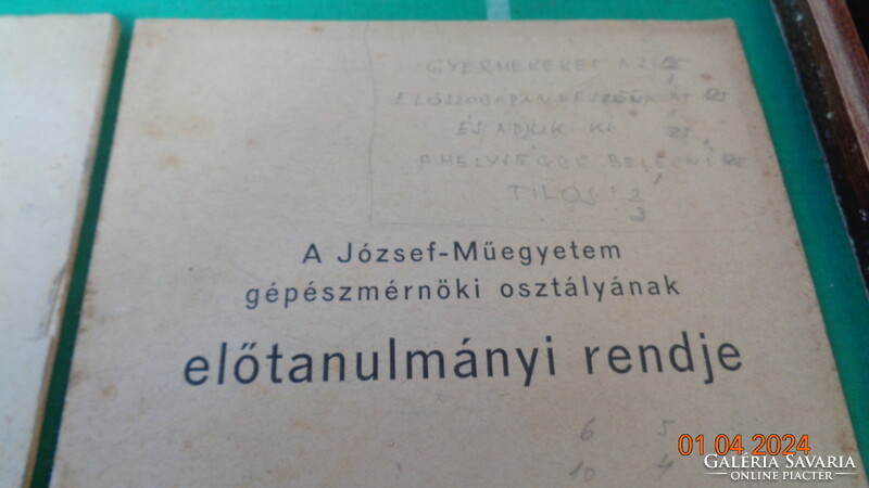 József Palatine University of Technology, timetable 1948 - 1949