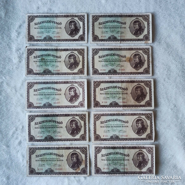 10 darab 100 millió pengő, 1946 (VF-F)
