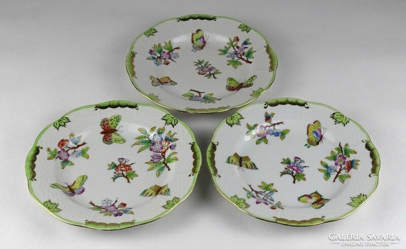 1Q893 Herend porcelain cookie plate with old Victoria pattern, 3 pieces