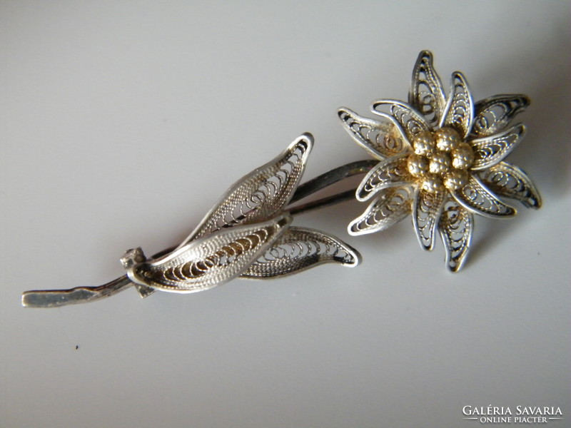 Vintage filigree silver (800) mountain grass pair brooch