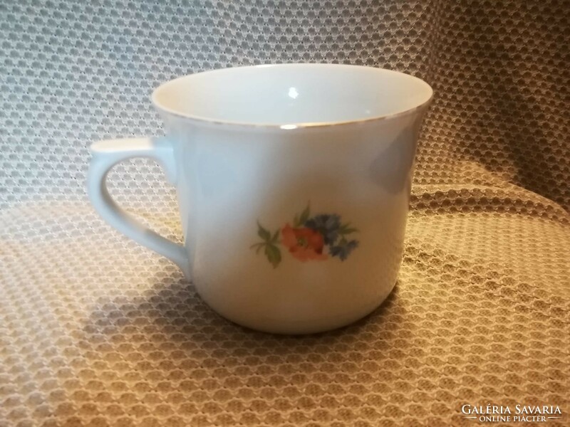 Large Czech porcelain mug with field flower bouquet pattern