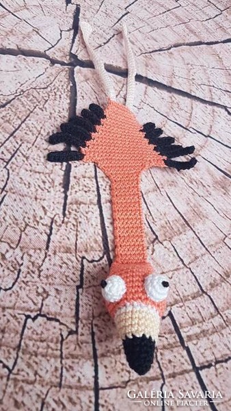 Crochet flamingo bookmark