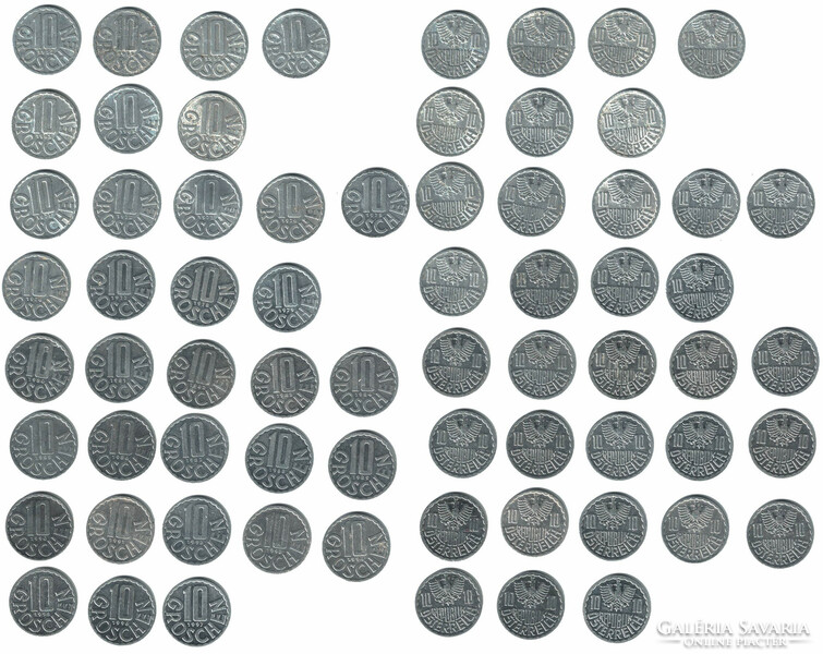 Ausztria, 1952-1997. 34x 10 Groschen
