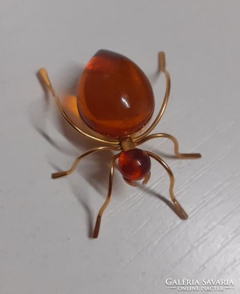 Marked genuine amber brooch pin