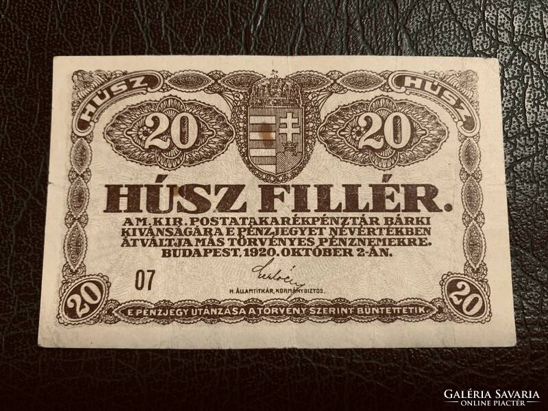 20 Fillér 1920 Oct. 2 /07/