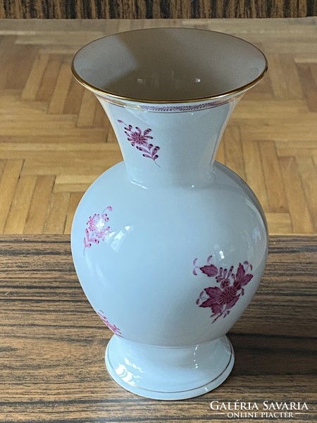 Herend purple appony flower painted porcelain vase 20.5 cm