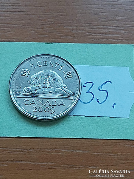 Canada 5 cents 2009 ii. Queen Elizabeth, nickel-plated steel 35