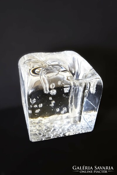 Swedish, pukeberg, ice glass candle holder