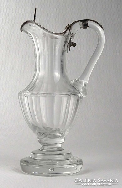1Q785 Antik talpas Biedermeier üveg kiöntő 17.5 cm