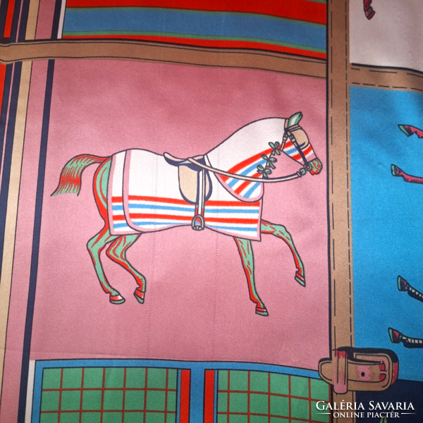 Horse and saddle cloth patterned silk scarf