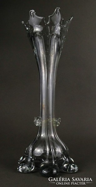 1Q784 Antik koronás fújt muránói üveg váza 27 cm