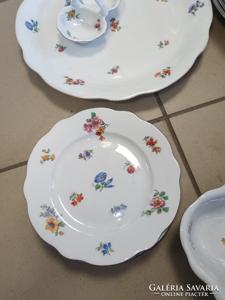 Old Zsolnay tableware with field flower pattern with green shield seal