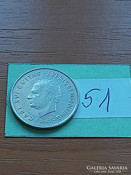 Sweden 1 kroner 2002 xvi. King Gustav Károly, copper-nickel 51
