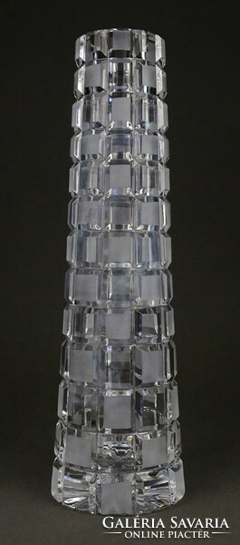 1Q916 Karel Wünsch csiszolt üveg váza 26.5 cm