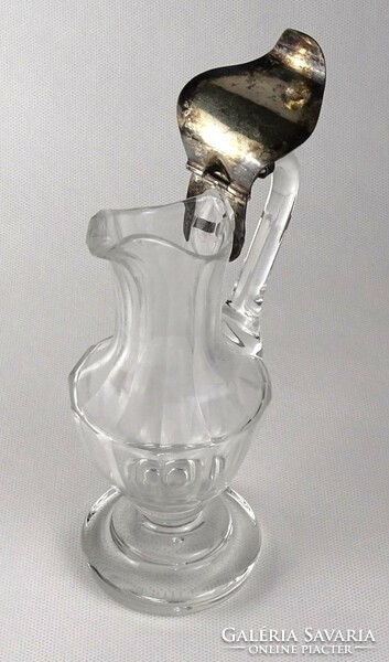 1Q785 Antik talpas Biedermeier üveg kiöntő 17.5 cm