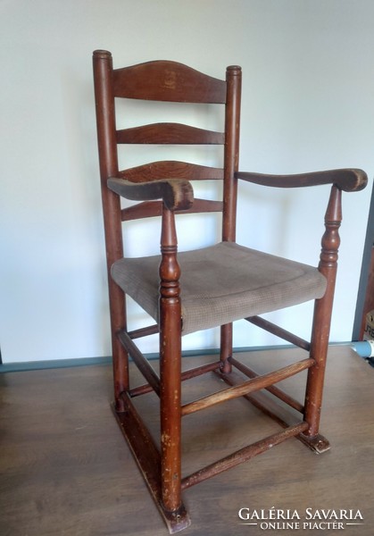 Solid, stable, characterful Dutch wooden children's chair (can even be screwed to the ground) 84 cm high