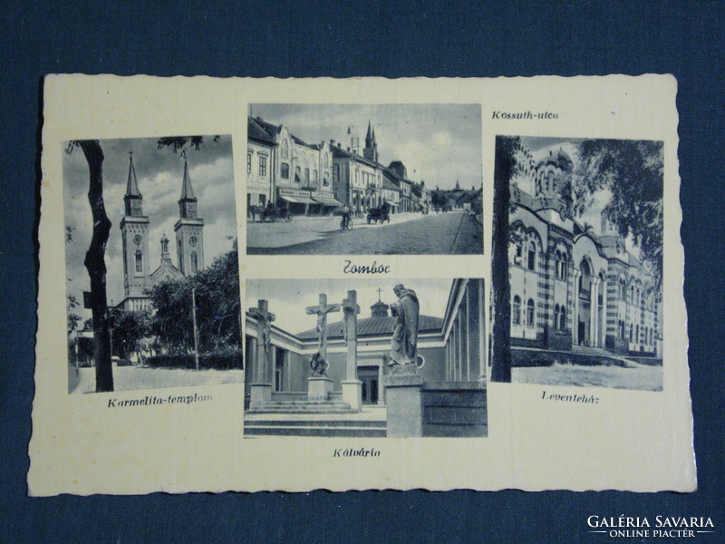 Képeslap,Postcard, Szerbia, Sombor,Zombor,mozaik,leventeház,templom,kálvária,1944