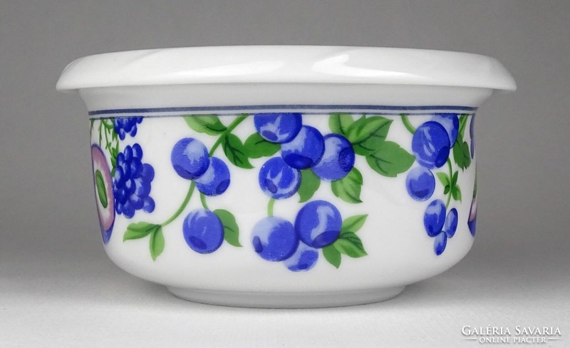 1Q982 thick-walled fruit-patterned porcelain bowl with lid, muesli bowl, soup bowl