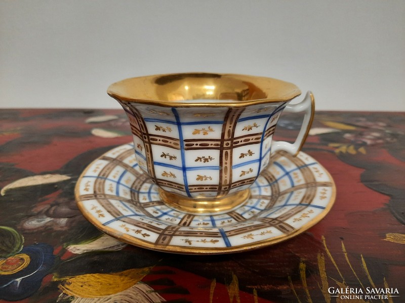 19. századi német porcelán kávés, kézzel festett, aranyozott, hibátlan, 1 Ft-ról