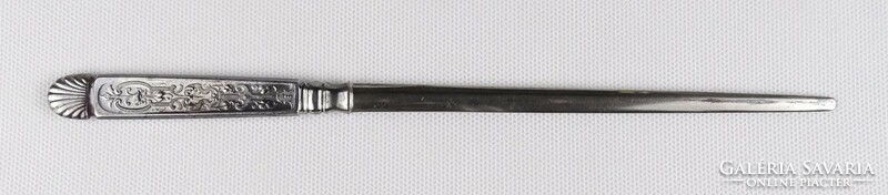 1Q918 Régi nagyméretű díszes fém levélnyitó kés 24.5 cm