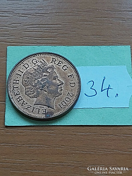English England 2 pence 2001 ii. Elizabeth, steel with copper coating 34