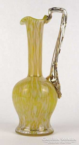 1Q776 antique Franz Welz colored blown Karlsbad glass carafe 20.5 Cm