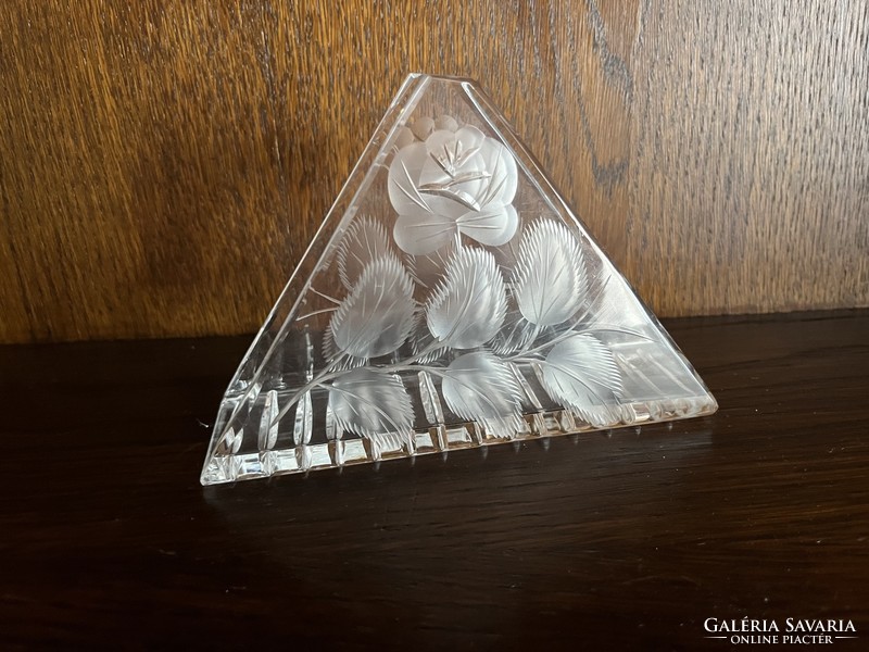 Flower-patterned glass napkin / leaf holder
