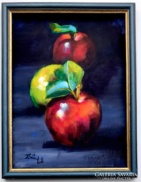 Queuing! - Framed acrylic painting - 24 x 18 cm