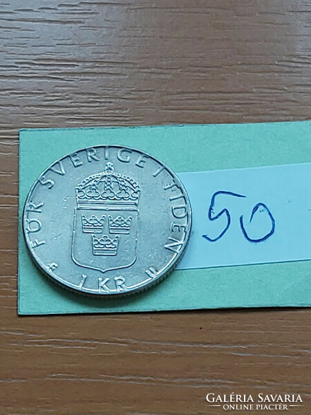 Sweden 1 kroner 1978 copper with copper-nickel plating, xvi. King Károly Gustav 50