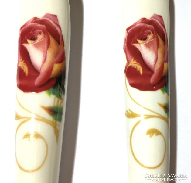 Szép porcelán nyelű rózsa virág inda mintás desszertes teás kanál kiskanál készlet