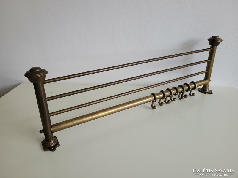 Old art deco wall copper hat rack with hook 73.5 cm