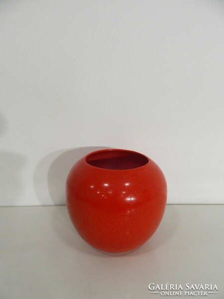 Retro / design piros köralakú kerámia váza