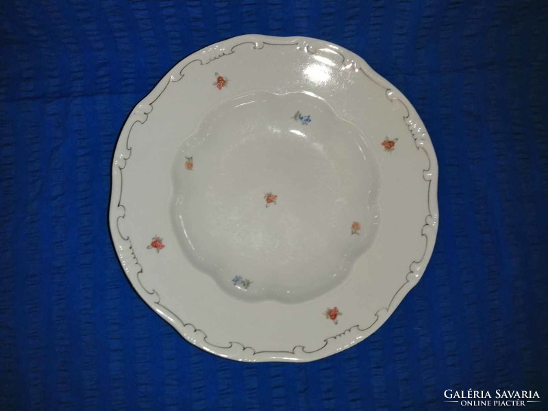 Zsolnay porcelán virág mintás tollszárras mélytányér (A2)