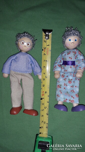 Antique wooden small toy dolls doll family in original clothes only together + clothes 14cm according to pictures