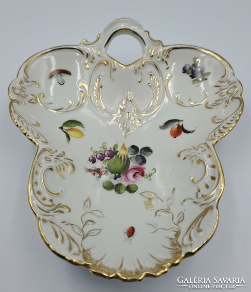 Baroque serving bowl with Herend fruit pattern
