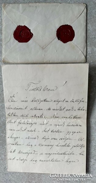 Fenyegető levél viaszpecséttel, Dr. Baráthy Béla birtokosnak 1928