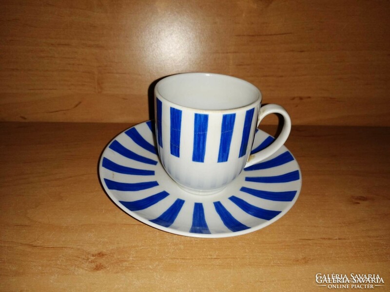Kék csíkos Guy Degrenne porcelán kávéscsésze aljjal (10/K)