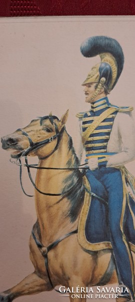 2db lovas katonás kép, színes nyomat (L4628)