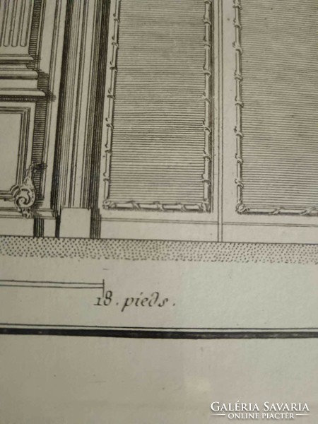 Antique engraving, one of the plans of the Royal Palace of Paris, Royal Palace of the Duchess of Orleans apartment 3.