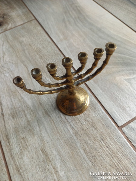 Nice old copper menorah candle holder (9.3x11x5.2 cm)