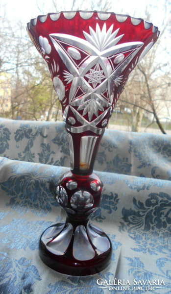 Antique pedestal crystal vase - 26 cm