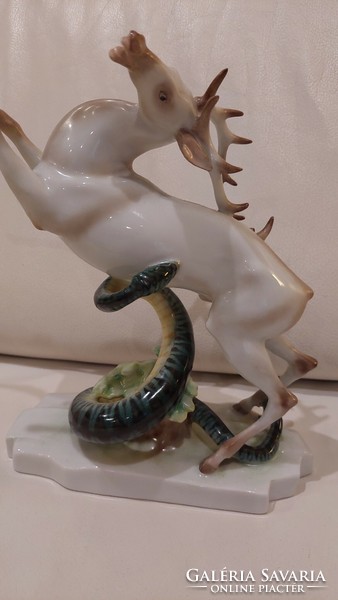 Herend porcelain, death of a deer, flawless porcelain statue
