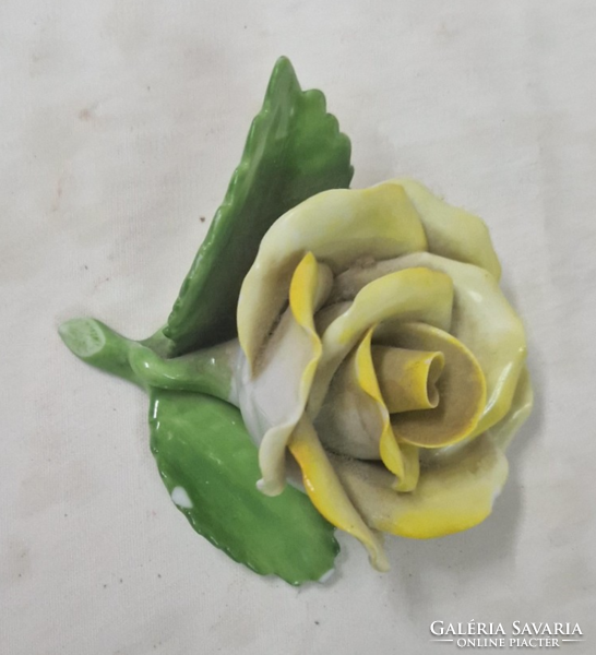 Herendi régi porcelán sárga rózsa