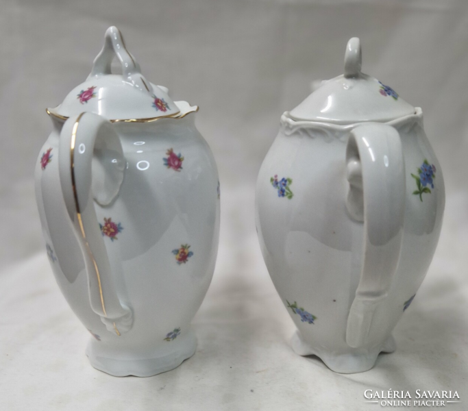 Old small flower patterned porcelain coffee pourers in perfect condition 19 cm.