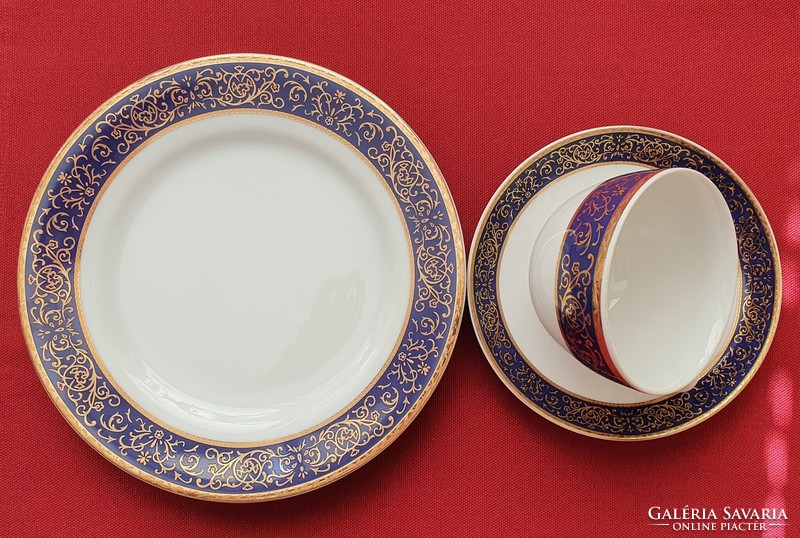 Fine Royal Porcelain lengyel porcelán reggeliző szett csésze csészealj kistányér tányér kávés teás